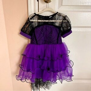 Set of Purple and Black Spider Web dress Costume and a headband, girls 2 T